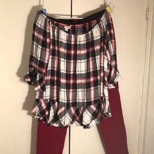 Cute flannel babydoll top